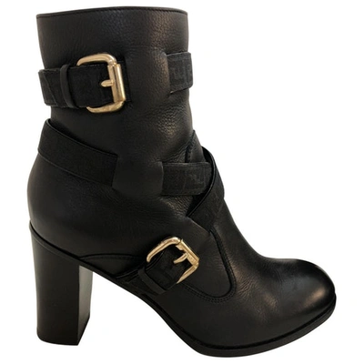 Pre-owned Fendi Black Leather Boots