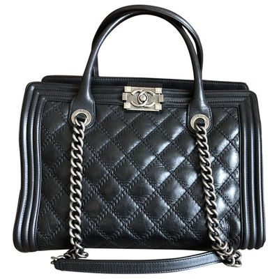 Pre-owned Chanel Boy Tote  Black Leather Handbag