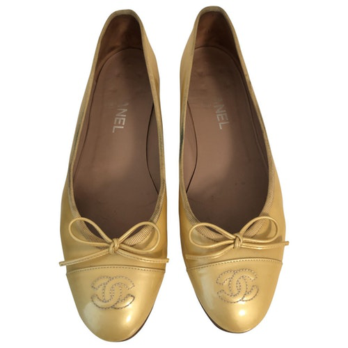 Chanel Yellow Leather Ballet Flats | ModeSens