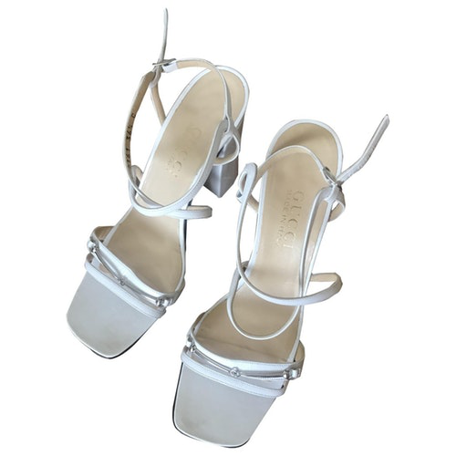 Gucci White Leather Sandals | ModeSens