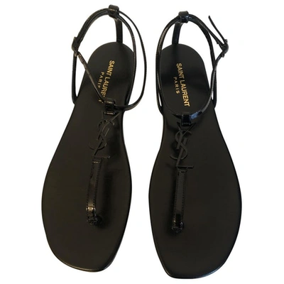 Pre-owned Saint Laurent Cassandra Black Patent Leather Sandals