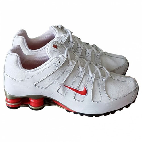 all white leather nike shox