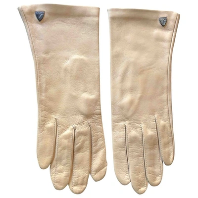 Pre-owned Aspinal Of London Leather Gloves In Beige