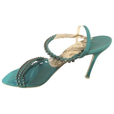 Pre-owned Cesare Paciotti Turquoise Suede Sandals