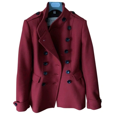 Pre-owned Burberry Burgundy Wool Trench Coat