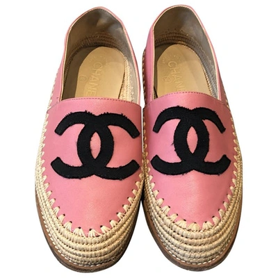 Pre-owned Chanel Pink Leather Espadrilles