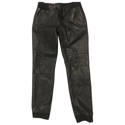Pre-owned Mother Mleather Straight Pants In Black