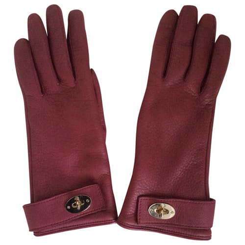 Mulberry Burgundy Leather Gloves ModeSens