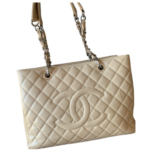Chanel Grand Shopping Beige Leather Handbag | ModeSens