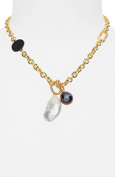 Shop Lizzie Fortunato Ancient Coin Necklace In Gold/ Pearl