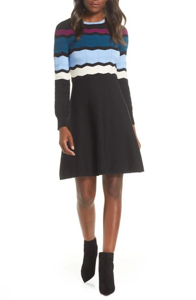Shop Vince Camuto Long Sleeve Stripe Sweater Dress In Blue
