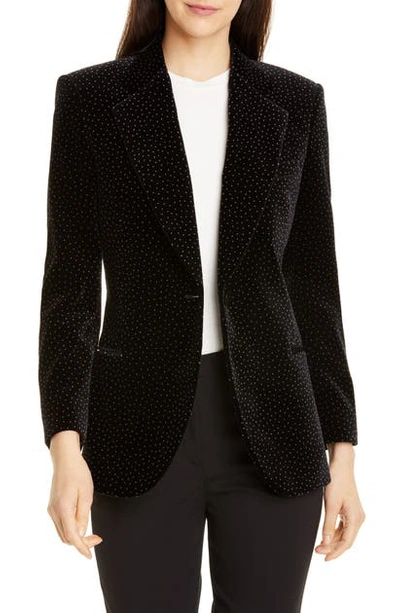 Shop Theory Dotted Cinched Cotton Velveteen Blazer In Black/ White