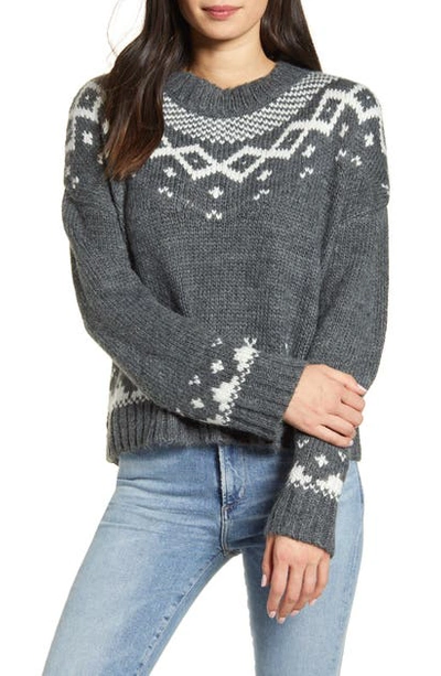Shop Cupcakes And Cashmere Jasmine Fair Isle Pullover In Med Heather Grey