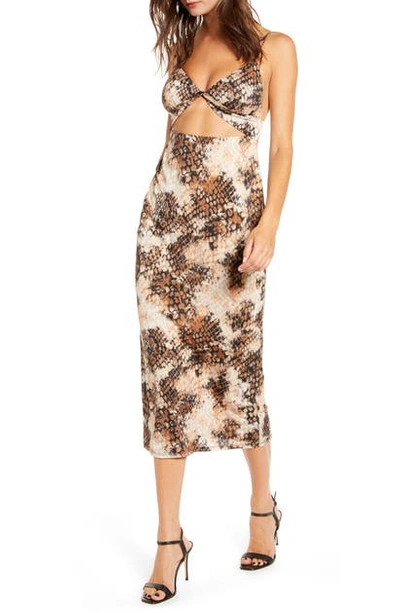 Shop Afrm Snakeskin Print Cutout Midi Sundress In Stamped Snake