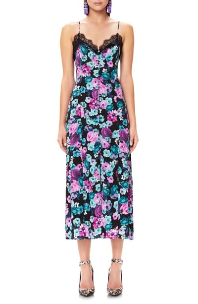 Shop Afrm Sanders Lace Trim Floral Midi Dress In Electric Garden