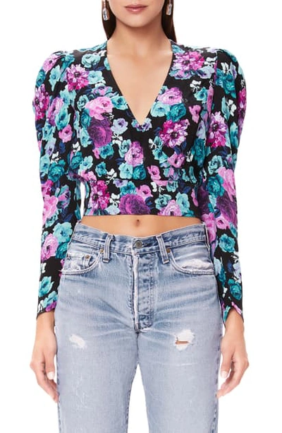 Shop Afrm Liza Rose Surplice Top In Electric Garden