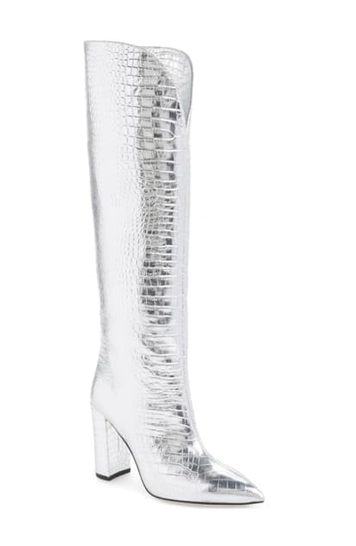 Shop Paris Texas Over The Knee Boot In Silver