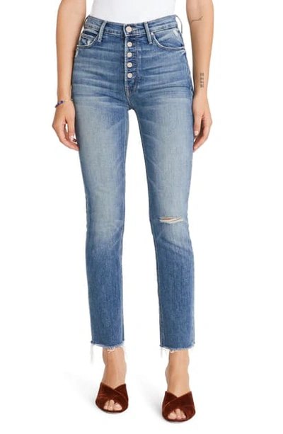 Shop Mother The Pixie Dazzler Raw Hem Straight Leg Jeans In Popism