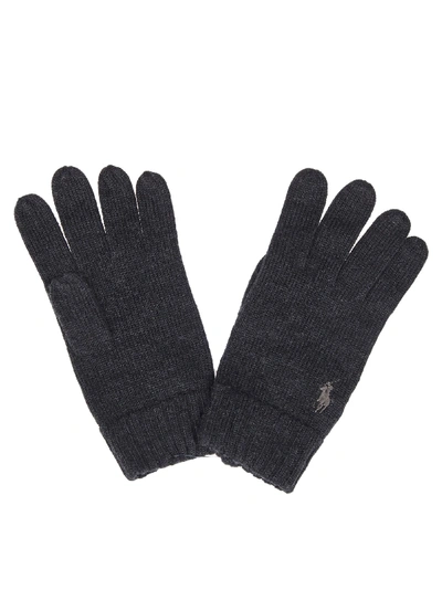 Shop Ralph Lauren Grey Wool Gloves