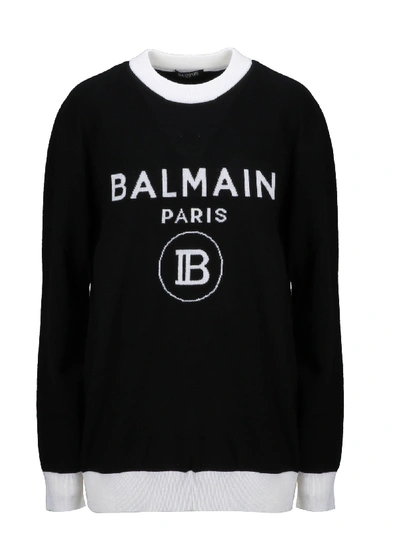 Shop Balmain Black Wool Sweater