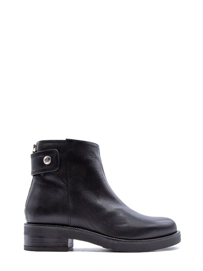 Shop Albano Black Leather Ankle Boots