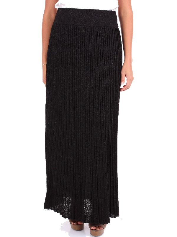 Altea Black Viscose Skirt ModeSens