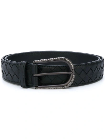 Shop Bottega Veneta Black Leather Belt