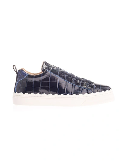 Shop Chloé Blue Leather Sneakers