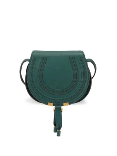 Shop Chloé Small Marcie Leather Saddle Bag In Rain Forest