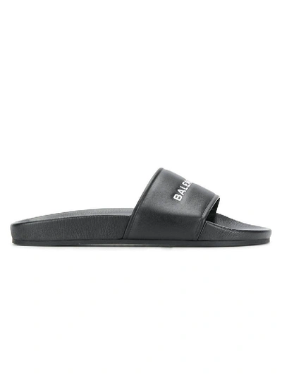 Shop Balenciaga Leather Slide Sandals