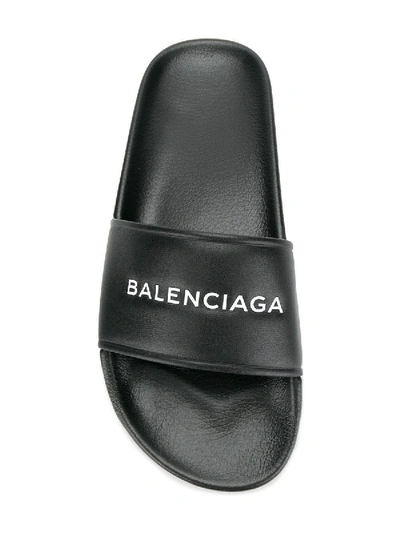 Shop Balenciaga Leather Slide Sandals