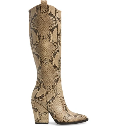 Shop Alias Mae Wesley Western Knee High Boot In Beige Snake Print Leather