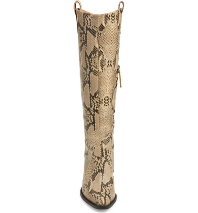 Shop Alias Mae Wesley Western Knee High Boot In Beige Snake Print Leather