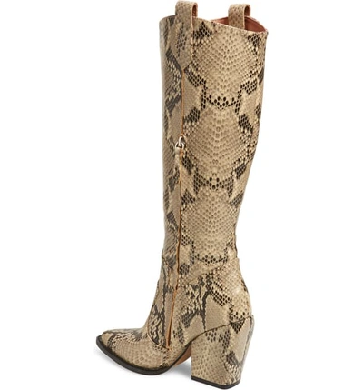 Shop Alias Mae Wesley Western Knee High Boot In Beige Snake Print Leather