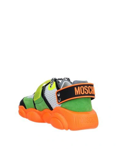 Shop Moschino Woman Sneakers Green Size 5 Textile Fibers, Soft Leather