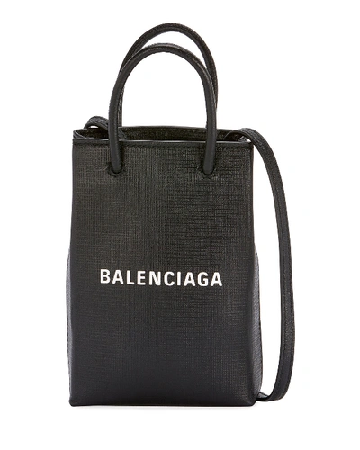 Shop Balenciaga Shopp Phone/crossbody Bag In Black
