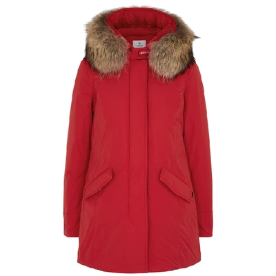Shop Woolrich Luxury Arctic Fur-trimmed Shell Parka In Red