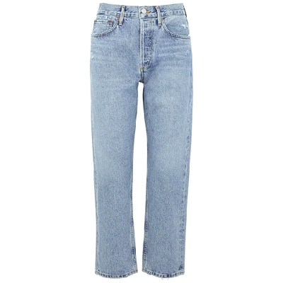 Shop Agolde Parker Blue Straight-leg Jeans In Light Blue