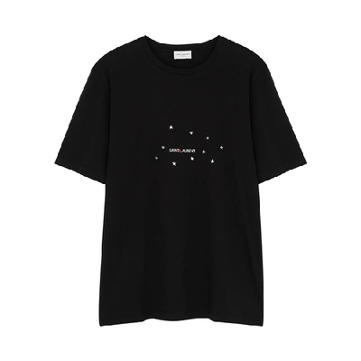 Shop Saint Laurent Black Logo-print Cotton T-shirt