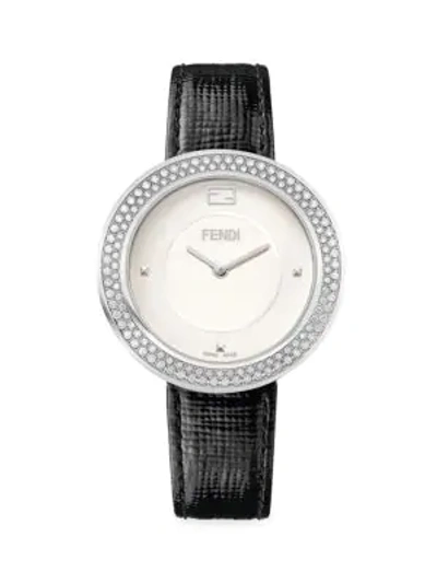 Shop Fendi My Way Stainless Steel, Diamond & Leather-strap Watch In Grey