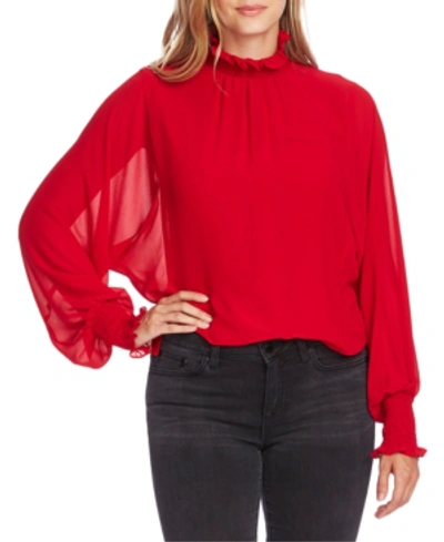 Shop Vince Camuto Smocked Batwing-sleeve Blouse In Tulip Red