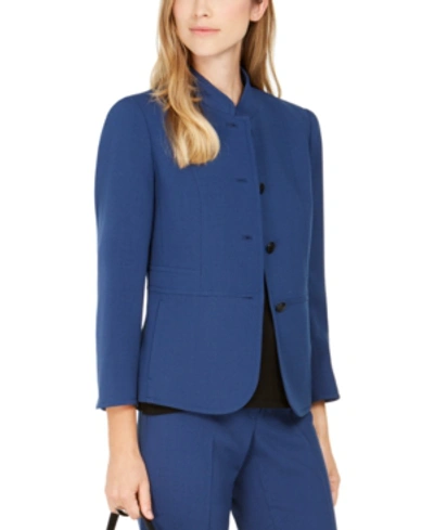 Shop Anne Klein Band-collar Blazer In Spruce