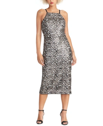 Shop Rachel Rachel Roy Sequin Midi Dress In Black Silver