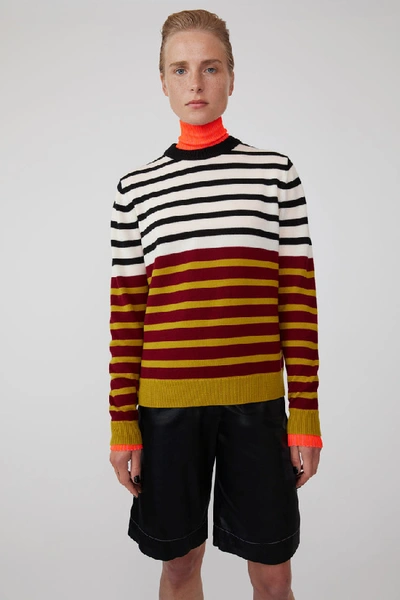 Shop Acne Studios Sp-ux-knit000001 Burgundy Multi In Colour-block Striped Sweater