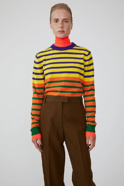 Shop Acne Studios Sp-ux-knit000001 Yellow Multi In Colour-block Striped Sweater