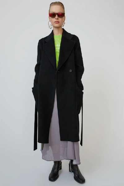 Shop Acne Studios Double-wool Belted Coat Black