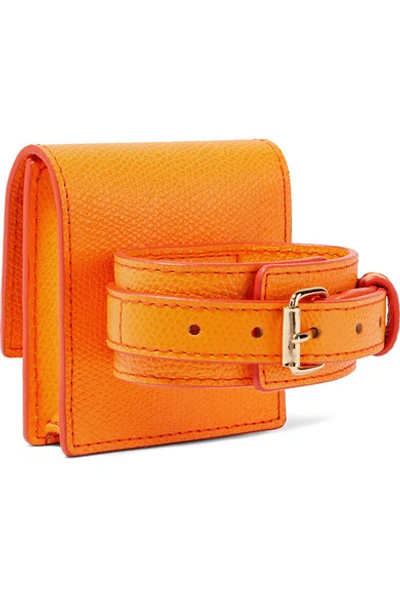 Shop Jacquemus Le Sac Mini Textured-leather Bracelet Bag In Orange
