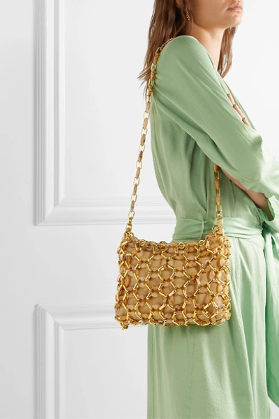 Shop By Far Capria Leather, Resin And Gold-tone Shoulder Bag In Beige