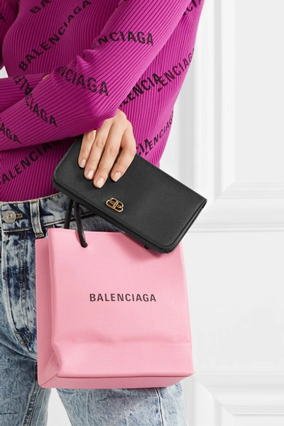 Shop Balenciaga Bb Textured-leather Continental Wallet In Black