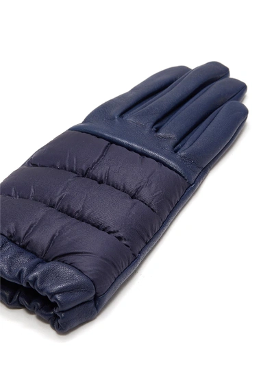Shop Aristide Puffer Panel Leather Gloves In Navy